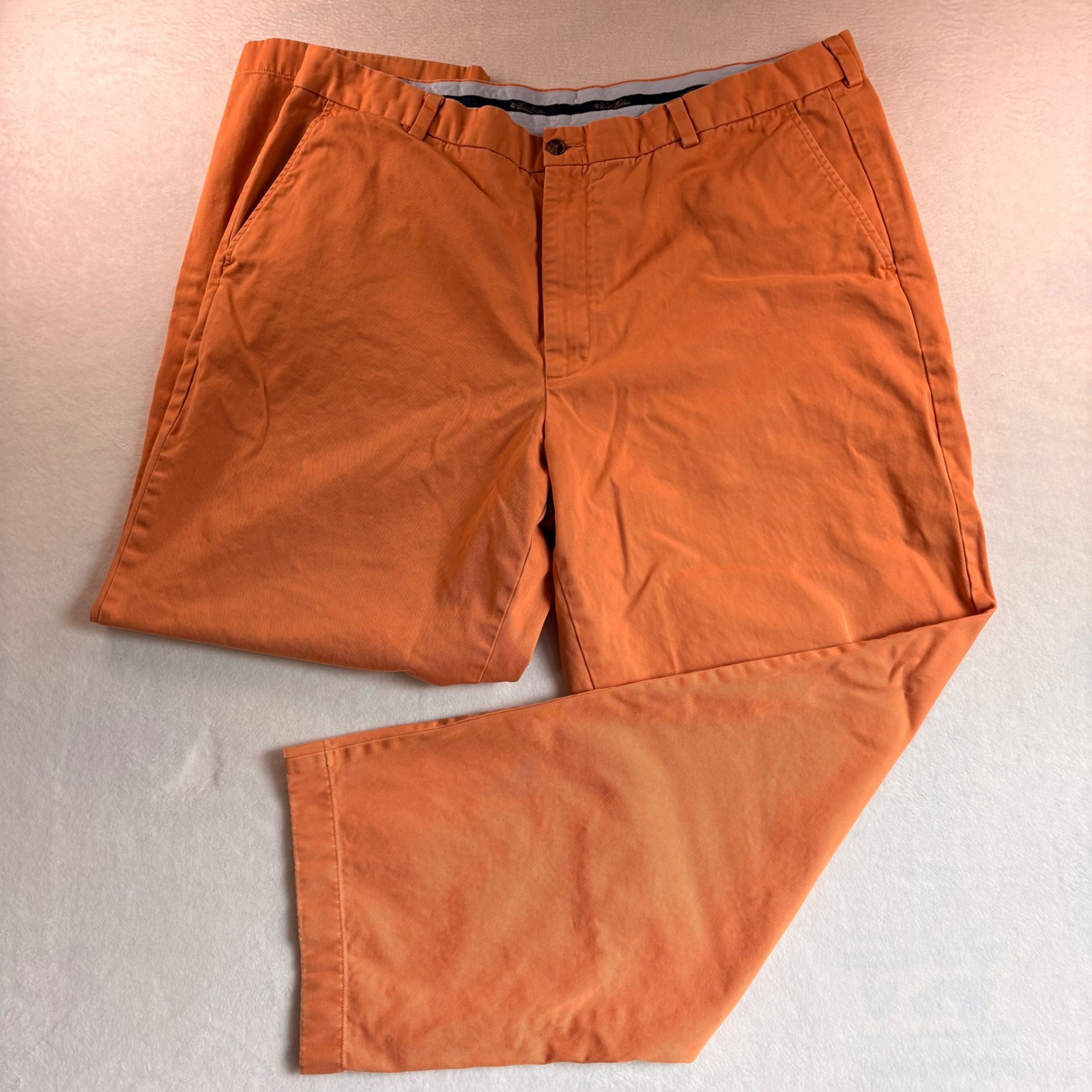 Brooks Brothers Hudson Chino Pants Mens 42x32 Orange Straight Leg Flat Front